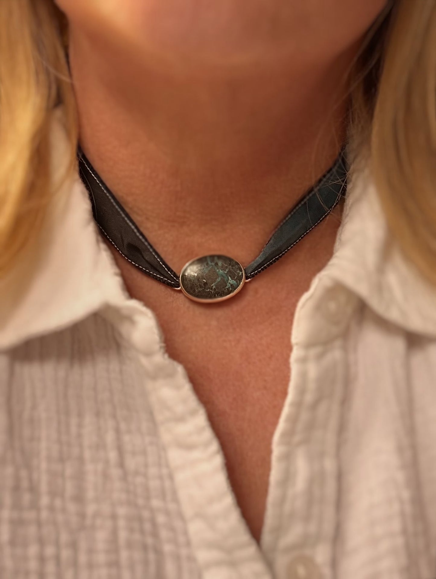 Handmade Cowrie Shell Silk Wrap | Sterling Silver Handmade Cowrie Shell Silk Wrap | Sterling Silver, Multiway Choker Bolo | Multiway Choker Bolo