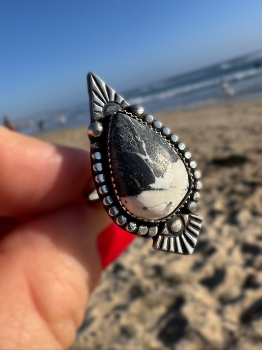 White Buffalo Third Eye Ring – Handcrafted Sterling Silver