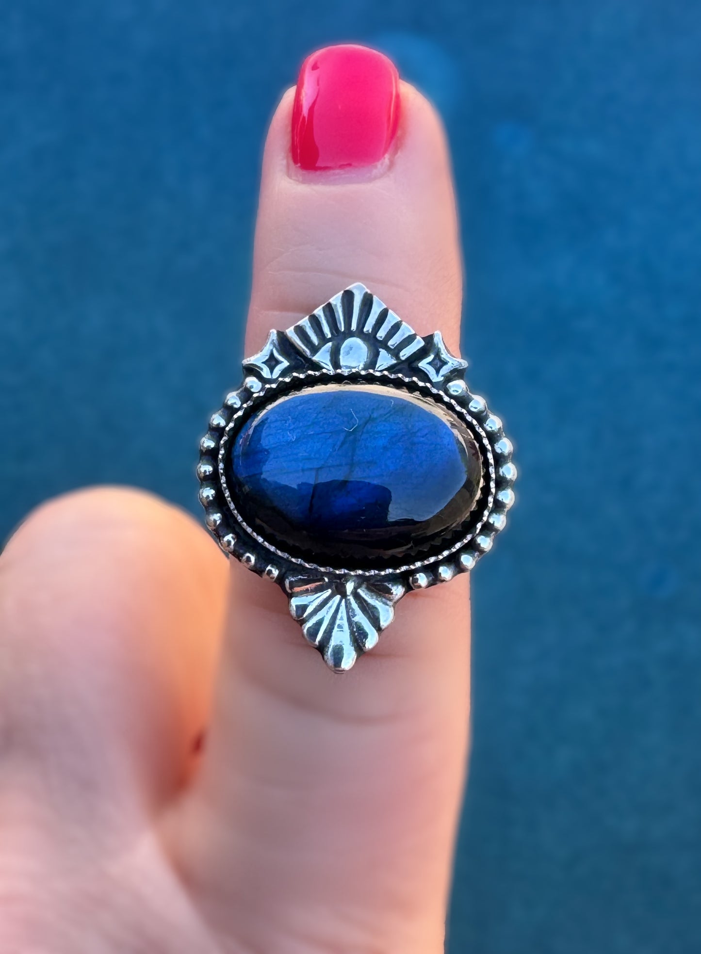 Labradorite Third Eye Talisman | Finished to Size Ring or Pendant in Fine + Sterling Silver