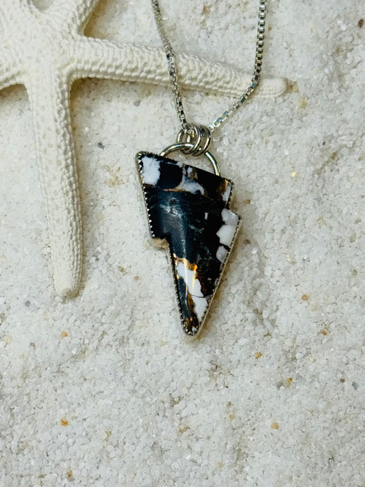 Dawnstrike | White Buffalo & Bronze Lightning Bolt Necklace – Sun Salt Silver