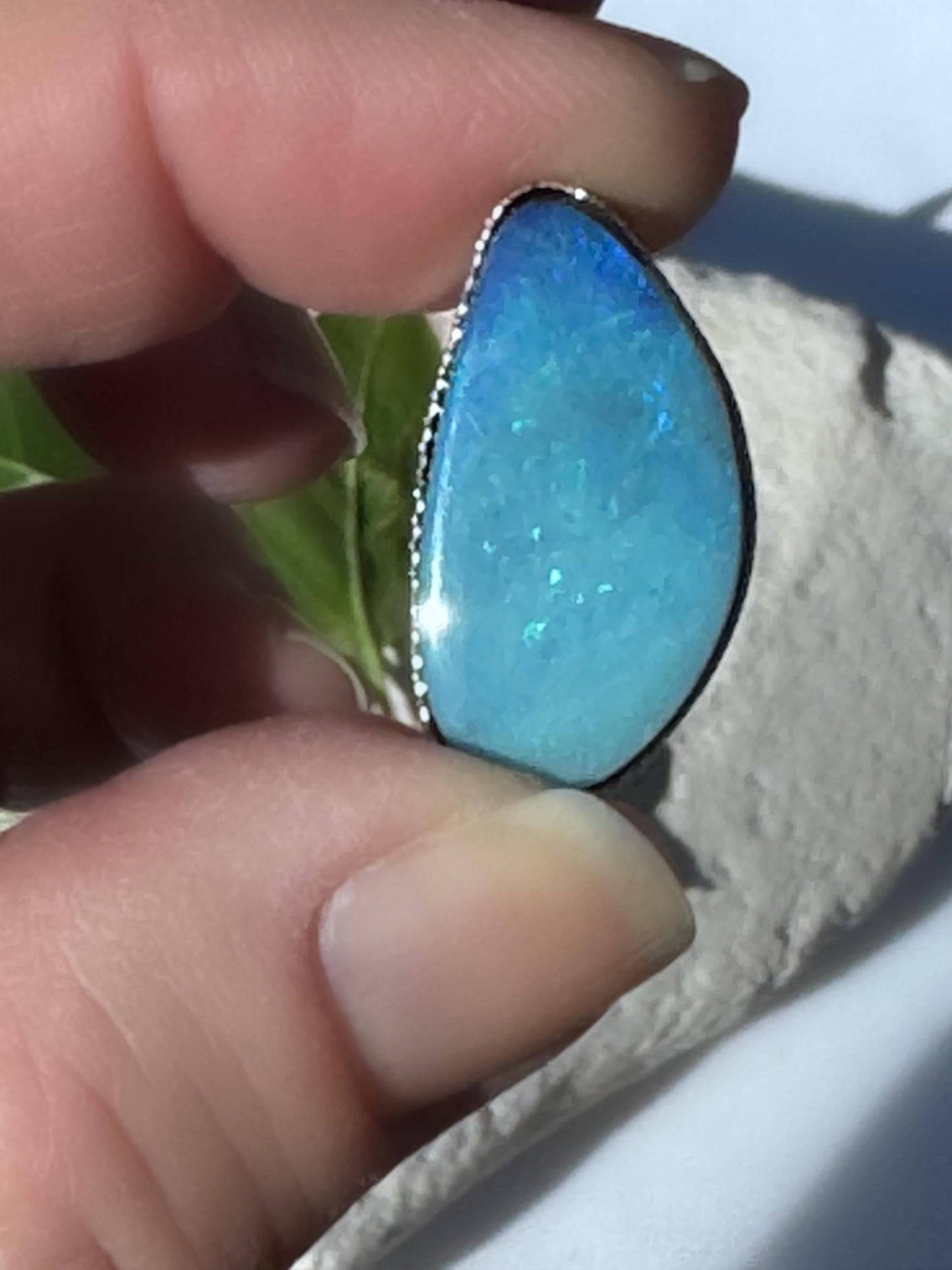 Solace Australian Opal Doublet Ring | Large Sterling Silver Customizable Jewelry | Handcrafted Minimalist Statement Ring or Pendant