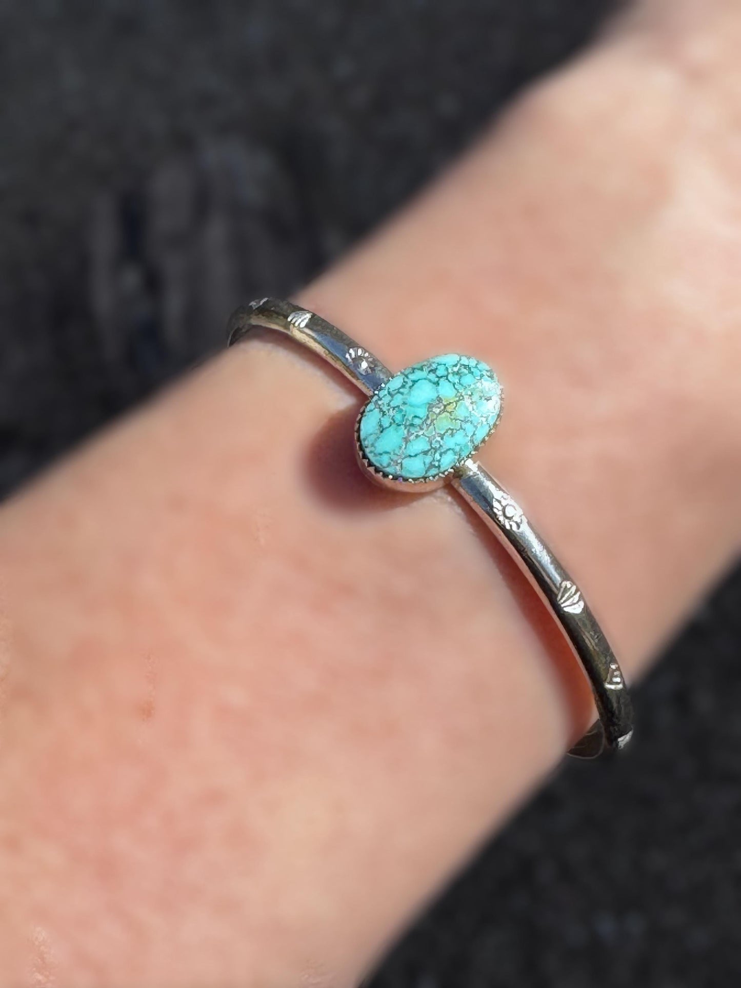 Blue Moon Turquoise Stacker Cuff | Sterling Silver Pastel Bracelet | Minimalist Boho Jewelry | Adjustable Handmade Turquoise Bangle