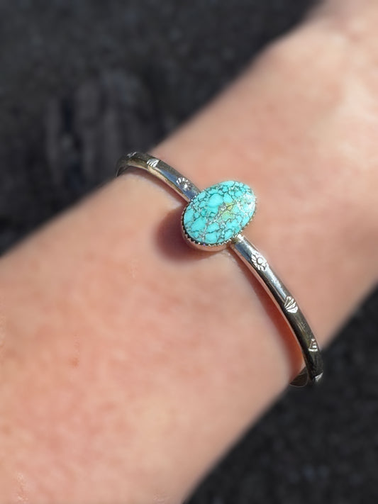 Lunar Glow - Blue Moon Turquoise Stacker Cuff - Sun Salt Silver