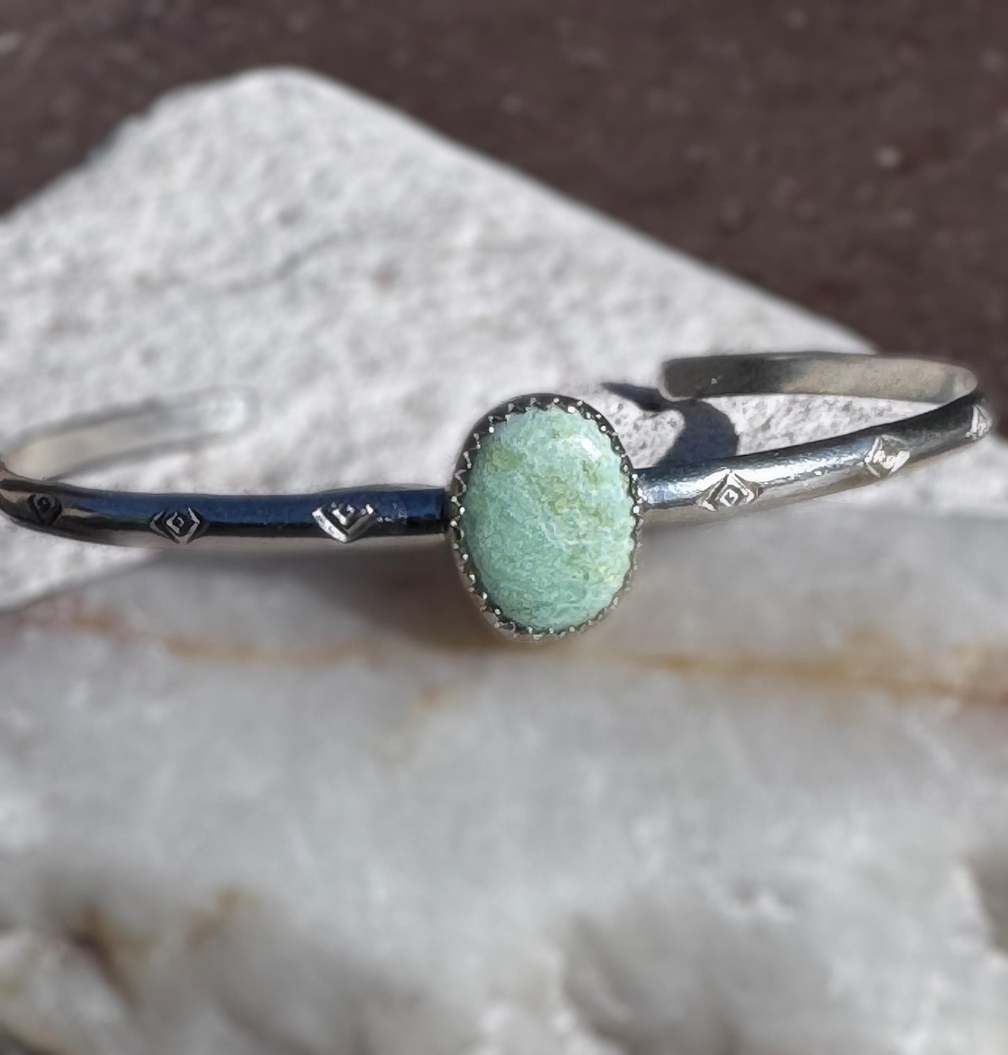Mint Green Turquoise Stacker Bracelet | Sterling Silver Minimalist Cuff | Handmade Pastel Boho Jewelry | Adjustable Lime Cream Turquoise