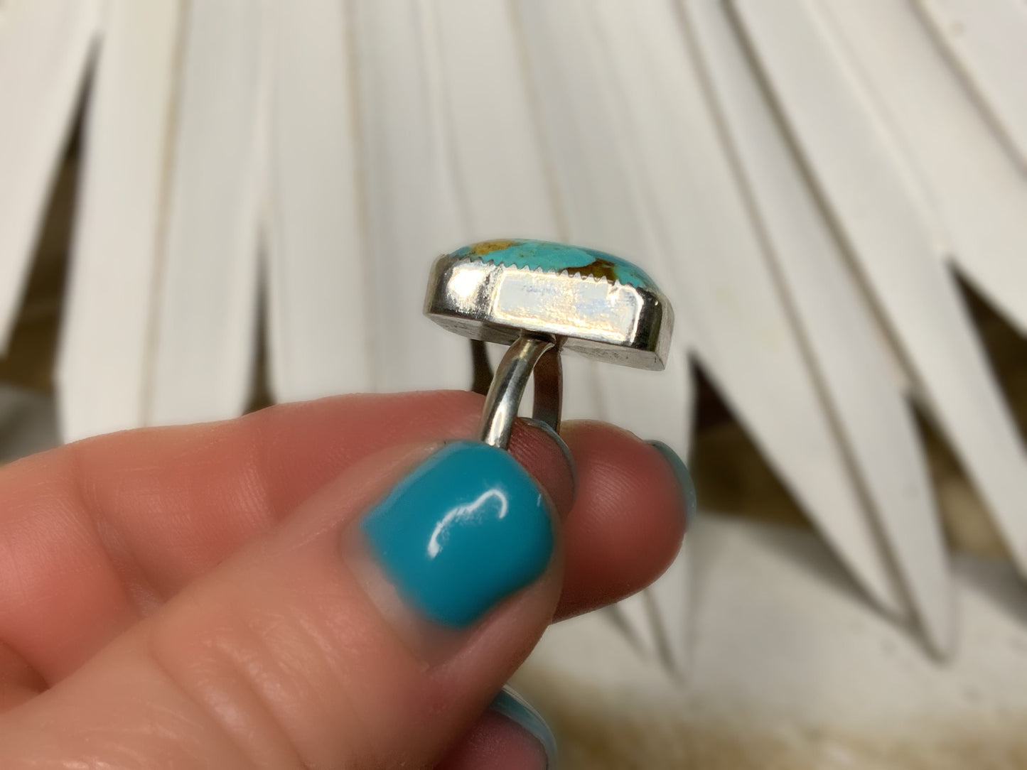 Blue Green Turquoise Ring, Minimalist Turquoise Jewelry, Southwestern Style, Western Inspired, Cowgirl Chic, Boho Cowgirl, Size 7 1/4 Ring