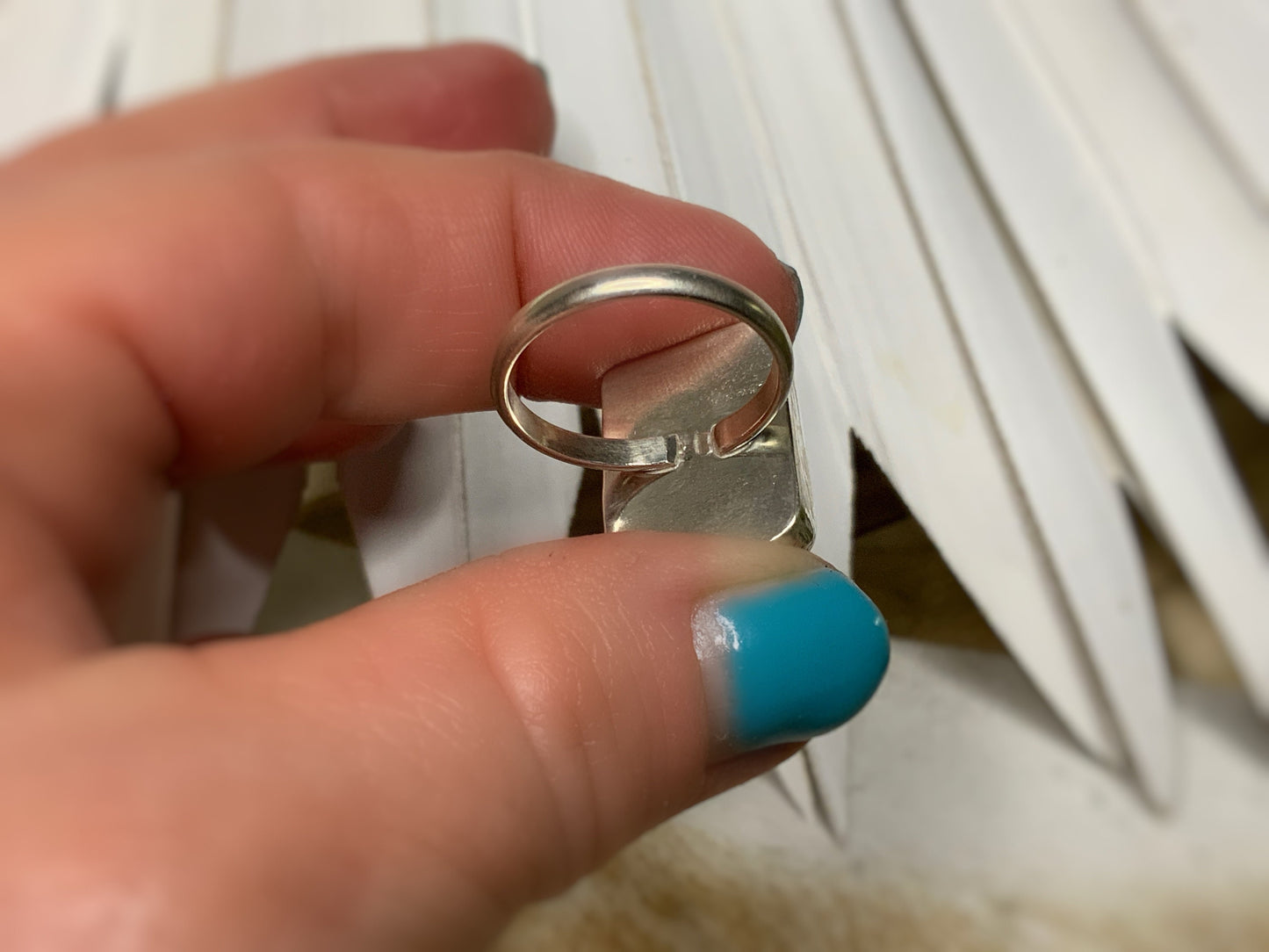 Blue Green Turquoise Ring, Minimalist Turquoise Jewelry, Southwestern Style, Western Inspired, Cowgirl Chic, Boho Cowgirl, Size 7 1/4 Ring