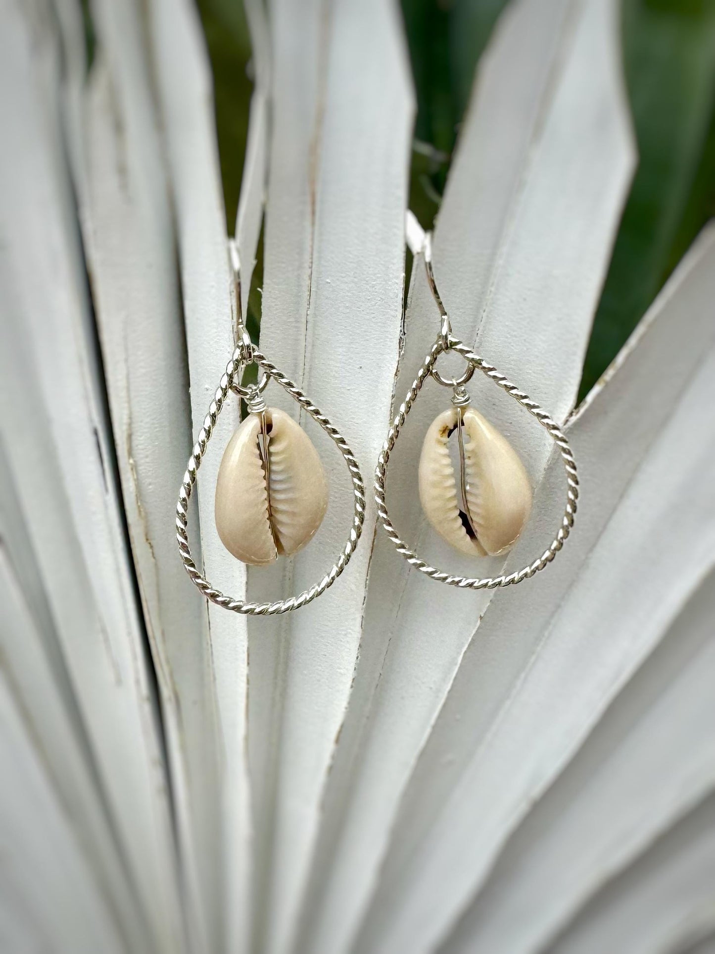 Cowrie Shell Earrings, Sterling Silver Earrings - Ocean Inspired, Gift for Her, Shell Silver Dangle Earrings, Beach Jewelry
