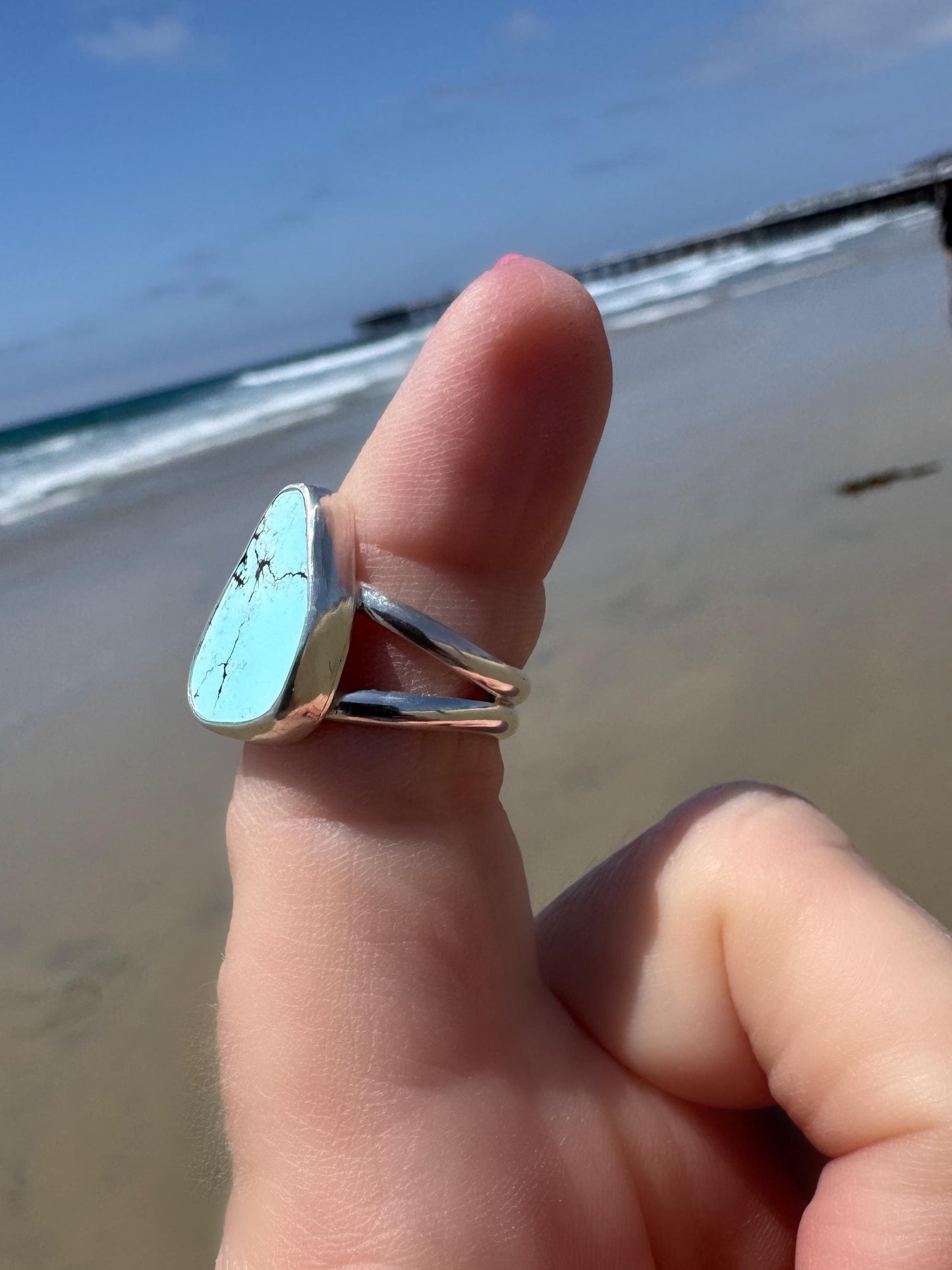Golden Hills Turquoise Ring | Handmade Fine and Sterling Silver Statement Ring | Ready to Ship | Sky Blue Ring | Size 6 3/4