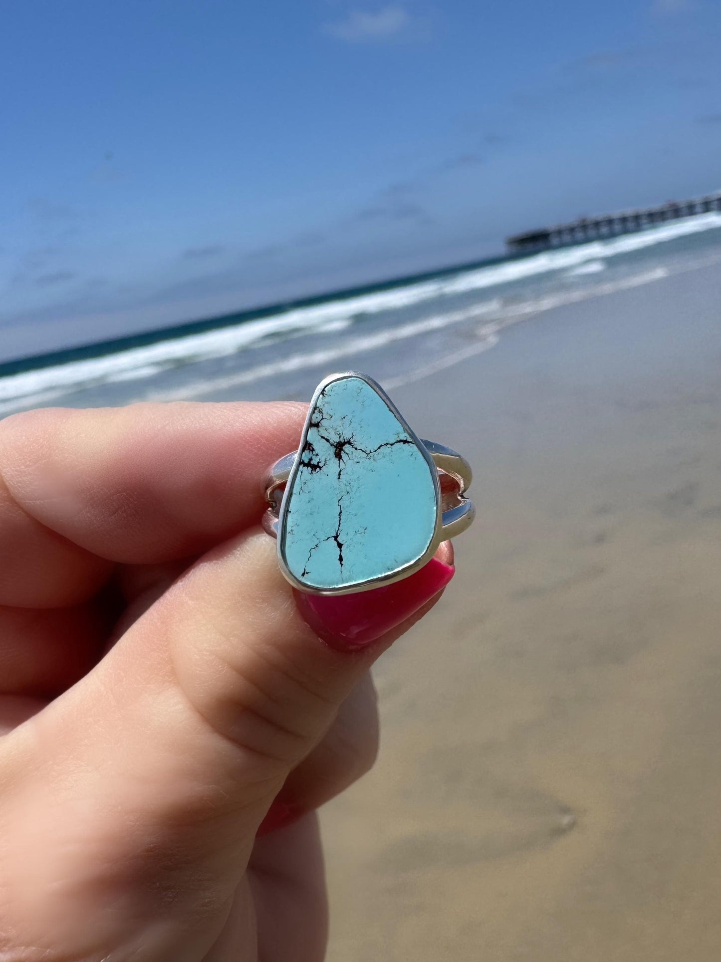Golden Hills Turquoise Ring | Handmade Fine and Sterling Silver Statement Ring | Ready to Ship | Sky Blue Ring | Size 6 3/4