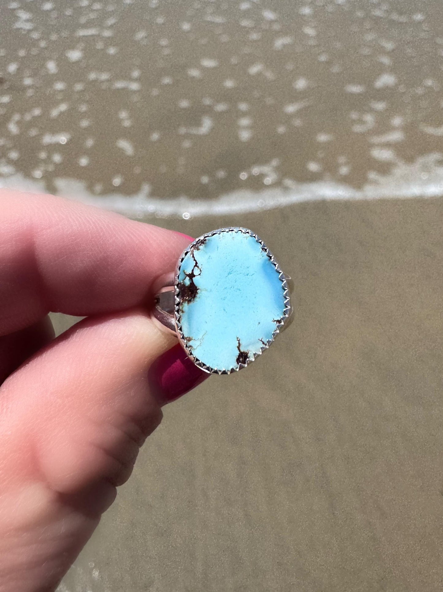 Golden Hills Turquoise Ring | Handmade Fine and Sterling Silver Statement Ring | Ready to Ship | Sky Blue Ring | Size 6