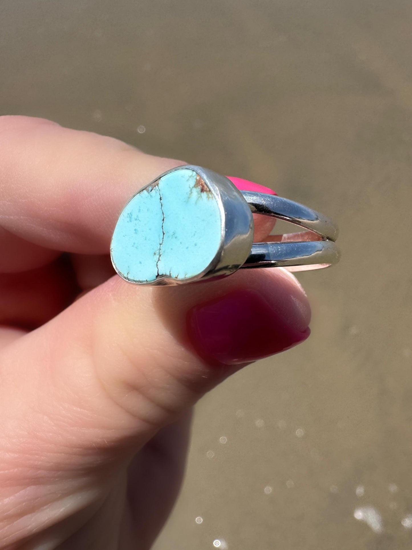 Golden Hills Turquoise Ring | Handmade Fine and Sterling Silver Statement Ring | Ready to Ship | Sky Blue Ring | Size 8