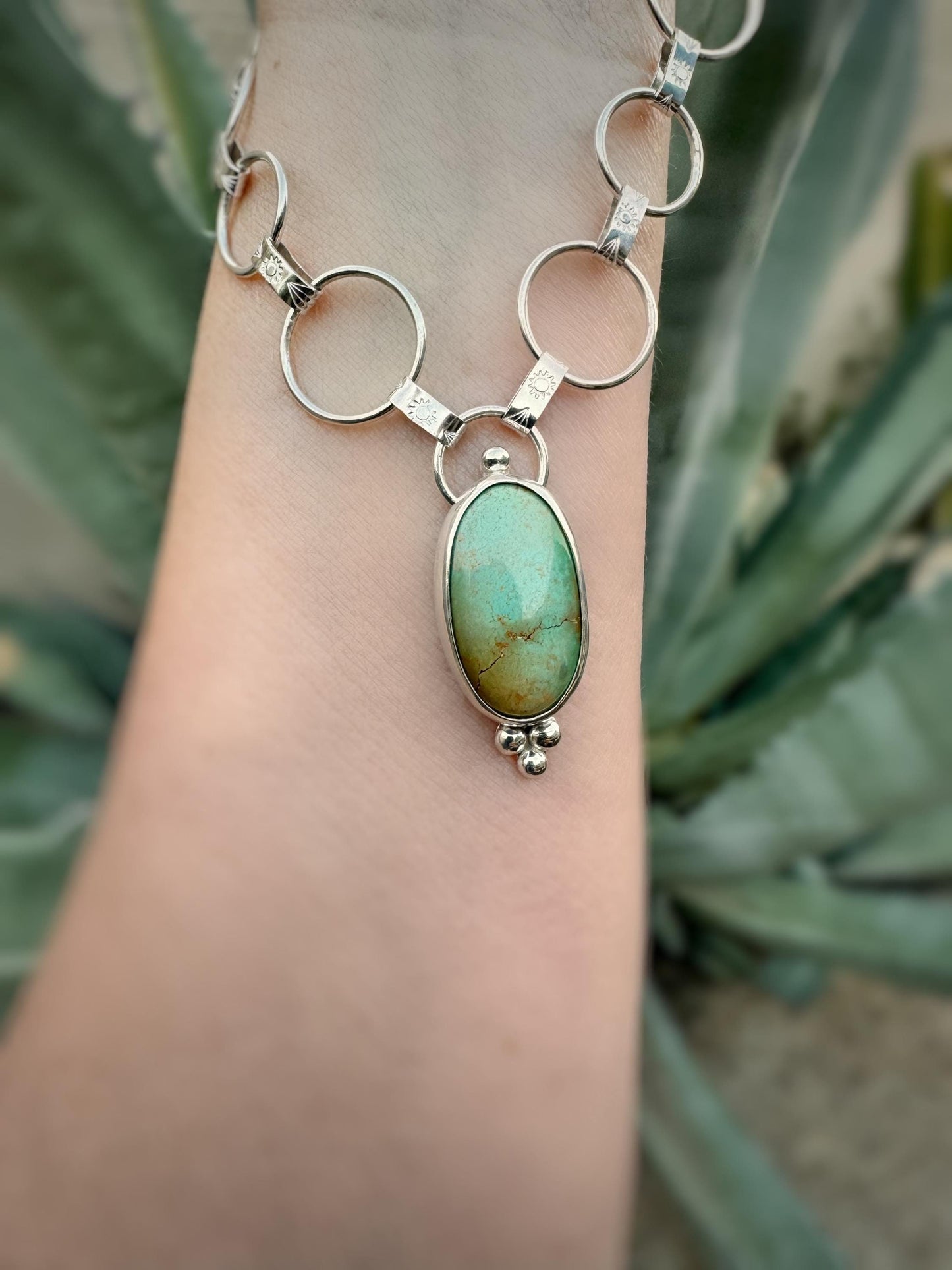 Turquoise Necklace, Sterling Silver Jewelry- Boho Cowgirl, Jewelry, Boho Style, Pendants, Royston, Minty Green Turquoise, Handmade Chain