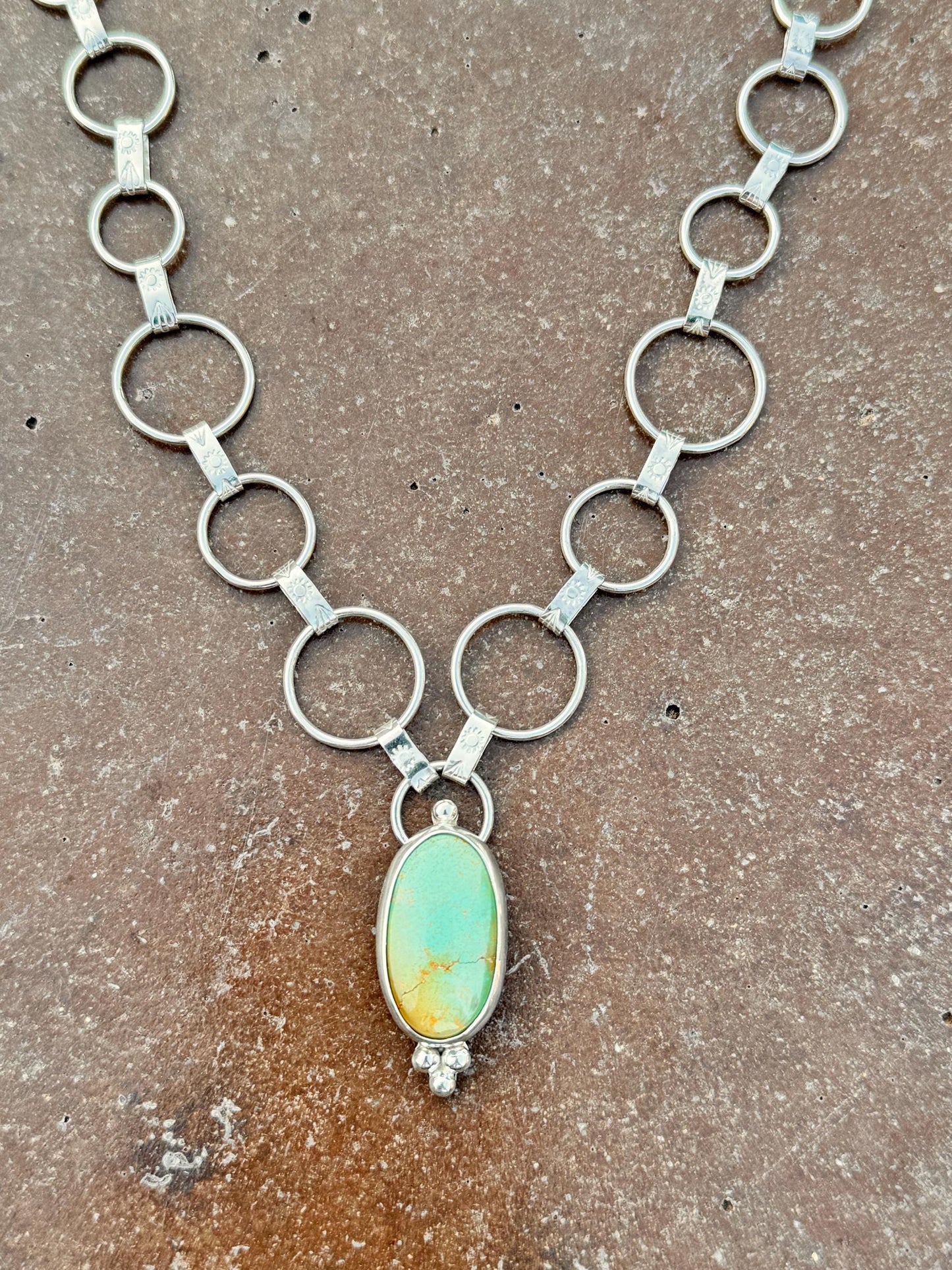 Turquoise Necklace, Sterling Silver Jewelry- Boho Cowgirl, Jewelry, Boho Style, Pendants, Royston, Minty Green Turquoise, Handmade Chain
