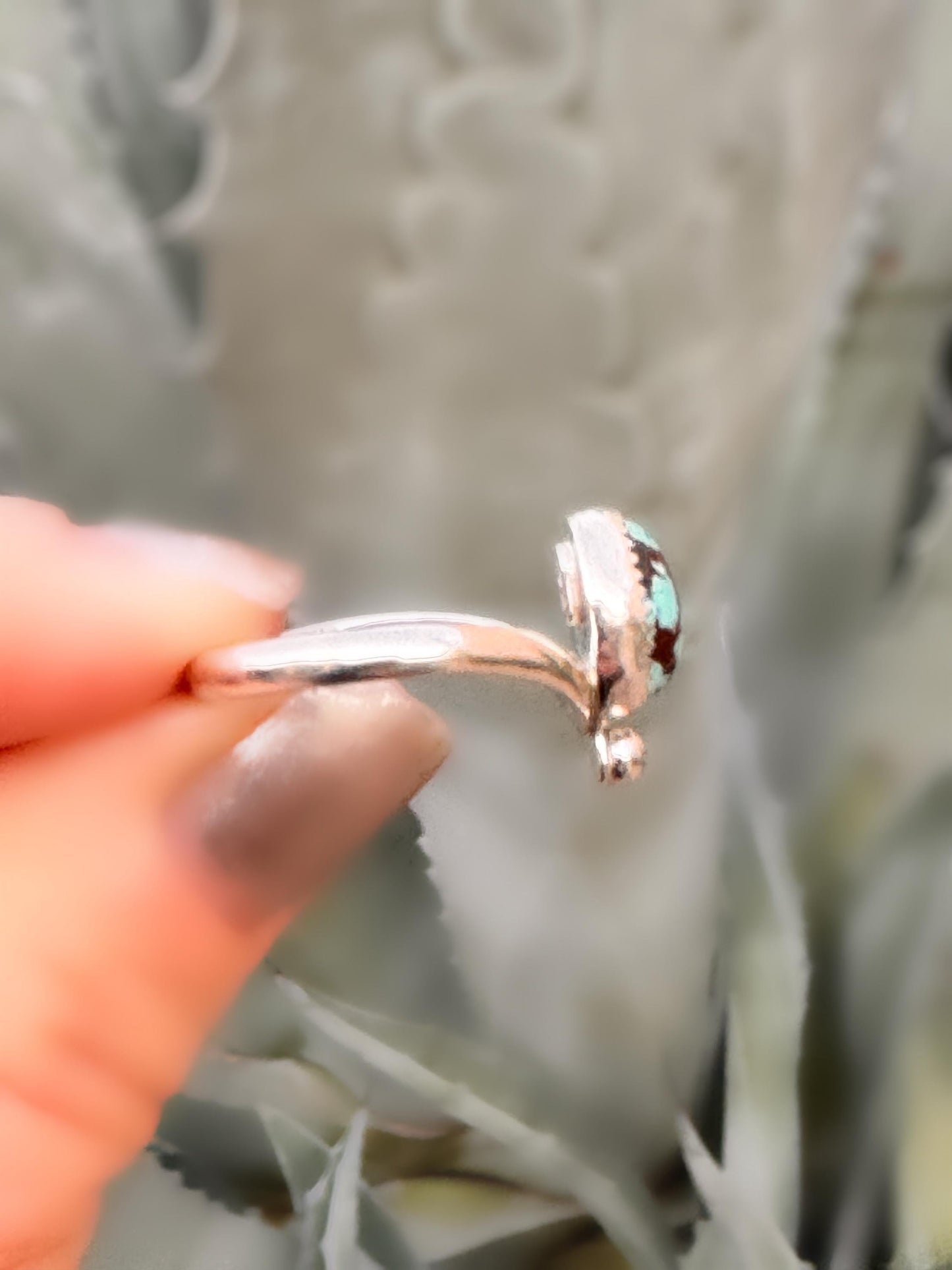 No. 8 Turquoise Dainty Wishbone Ring | Fine & Sterling Silver Boho Statement Ring | One-of-a-Kind Rock n Roll Western Coastal Jewelry