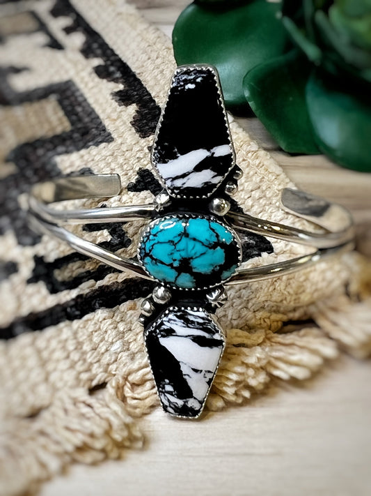 Turquoise Statement Cuff, Rustic Turquoise Jewelry, Southwestern Style, Western Inspired, Cowgirl Chic, Boho Cowgirl White Buffalo Boho Chic