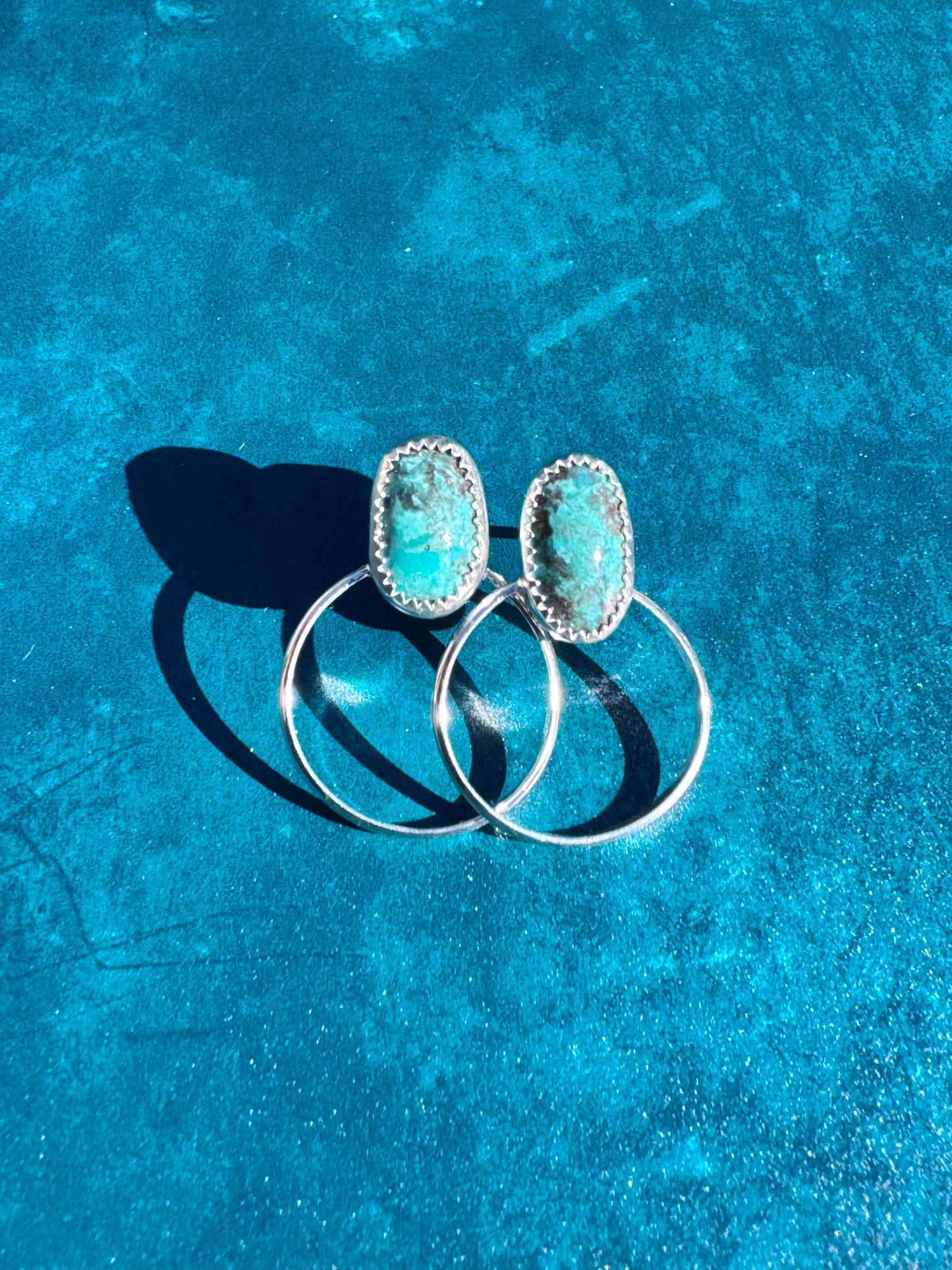 Rare Smoky Bisbee Turquoise Hoop Earrings | Fine & Sterling Silver Post| Lightweight Statement Jewelry | One-of-a-Kind Boho Western Style