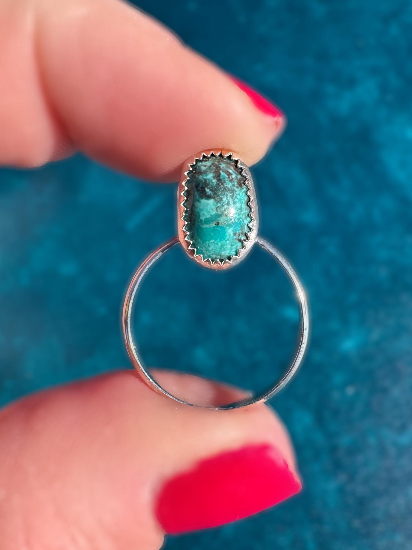 Rare Smoky Bisbee Turquoise Hoop Earrings | Fine & Sterling Silver Post| Lightweight Statement Jewelry | One-of-a-Kind Boho Western Style