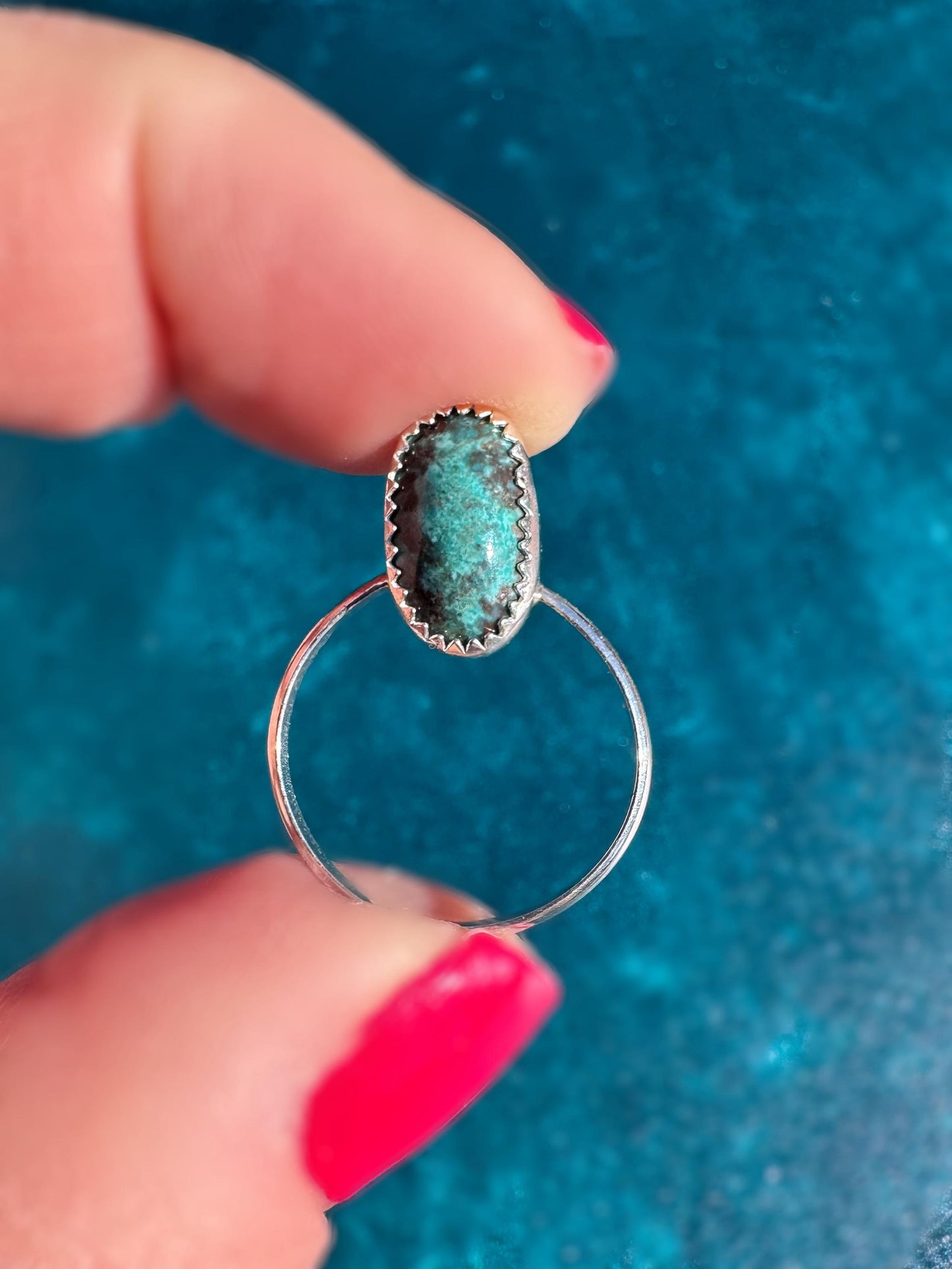 Rare Smoky Bisbee Turquoise Hoop Earrings | Fine & Sterling Silver Post| Lightweight Statement Jewelry | One-of-a-Kind Boho Western Style