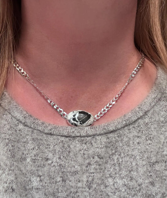 Dusk – White Buffalo Turquoise Necklace - Sun Salt Silver