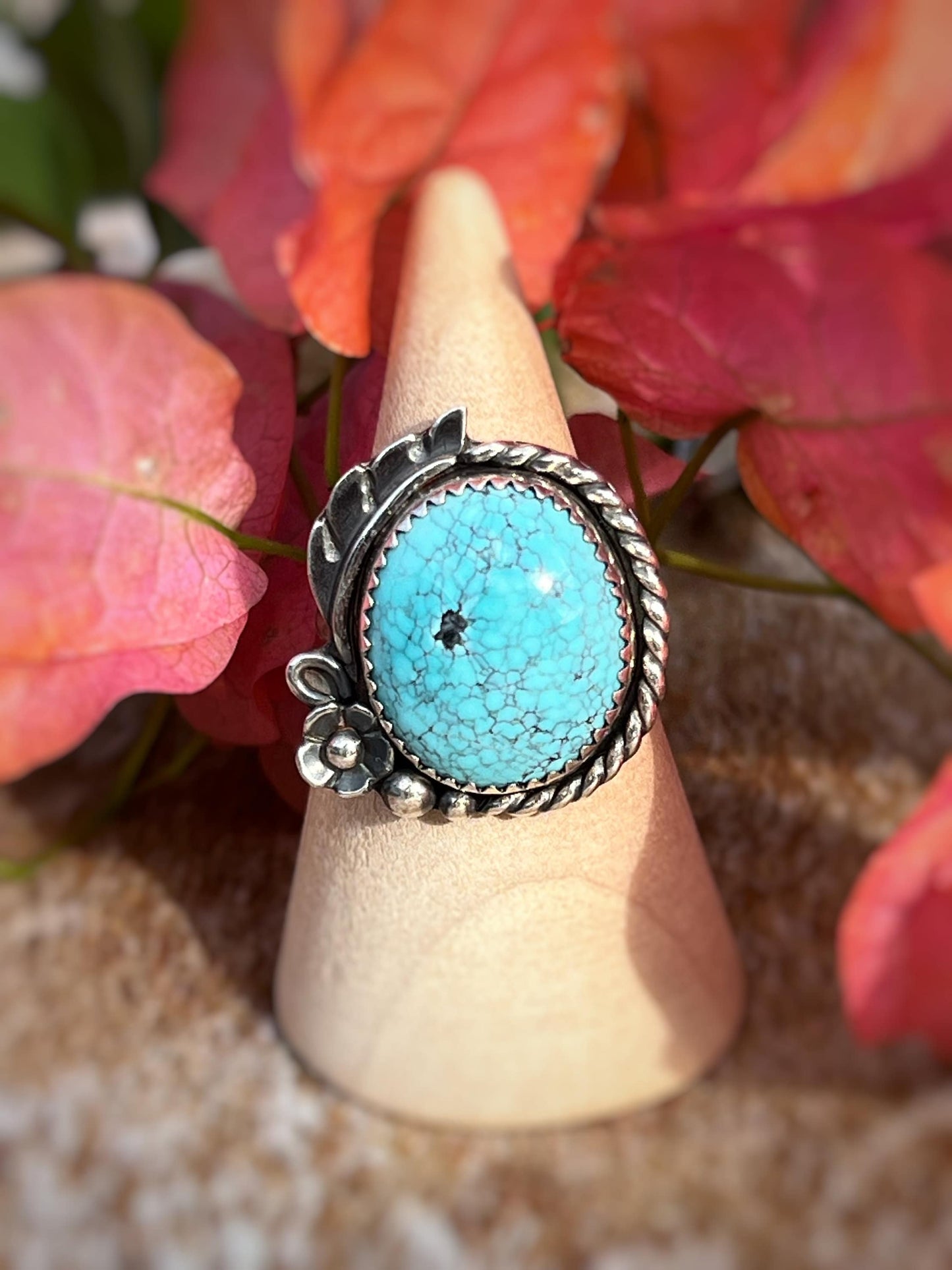 High Grade Blue Moon Turquoise Ring in Sterling Silver, One-of-a Kind - Size 8 Blue Stone