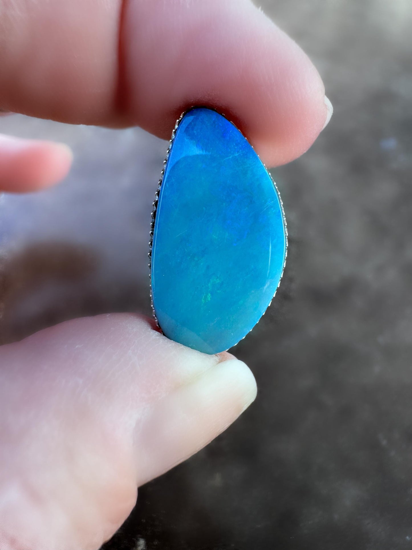 Solace Australian Opal Doublet Ring | Large Sterling Silver Customizable Jewelry | Handcrafted Minimalist Statement Ring or Pendant