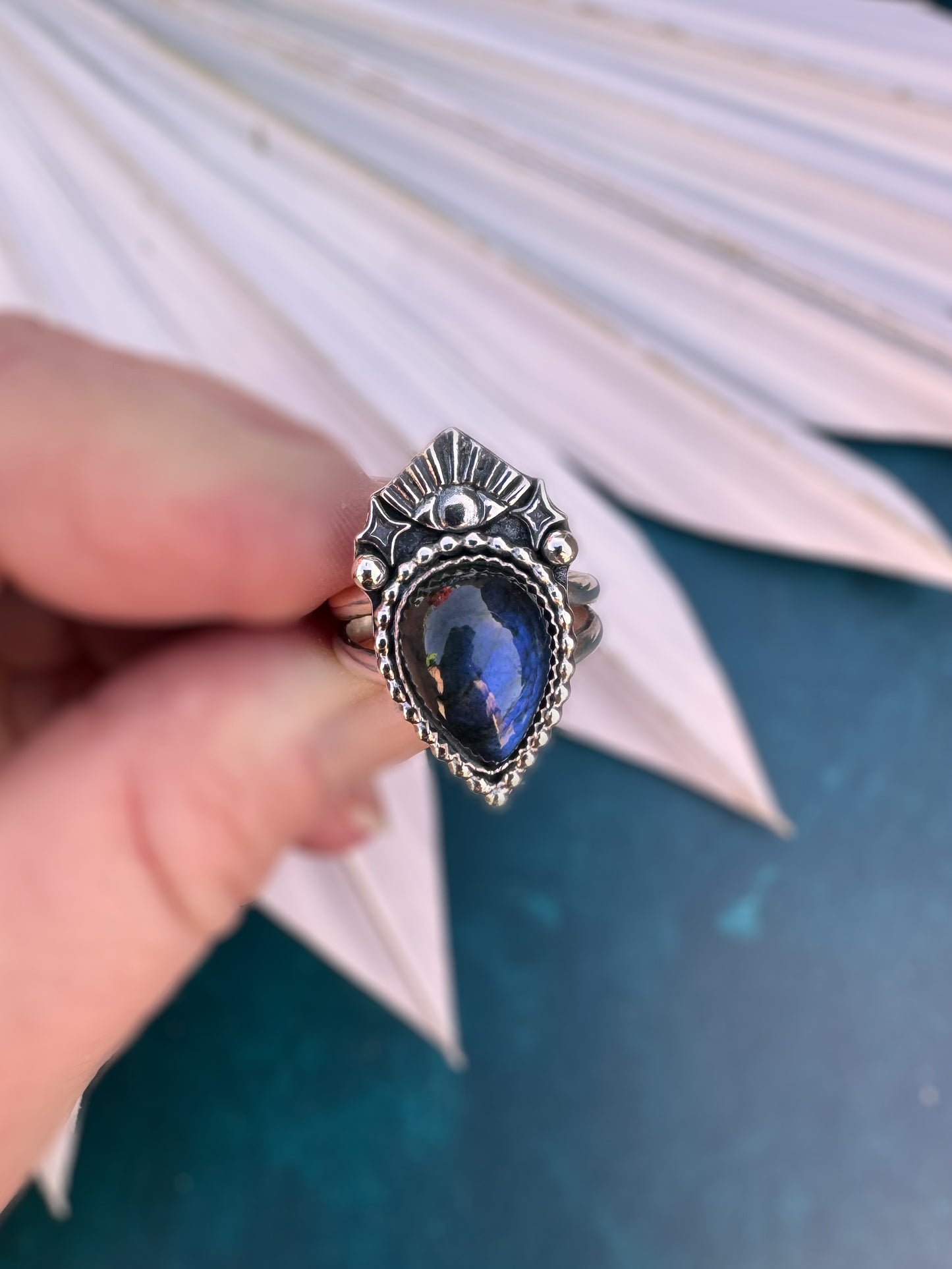 Labradorite Third Eye Ring – Handcrafted Sterling Silver - Sun Salt Silver