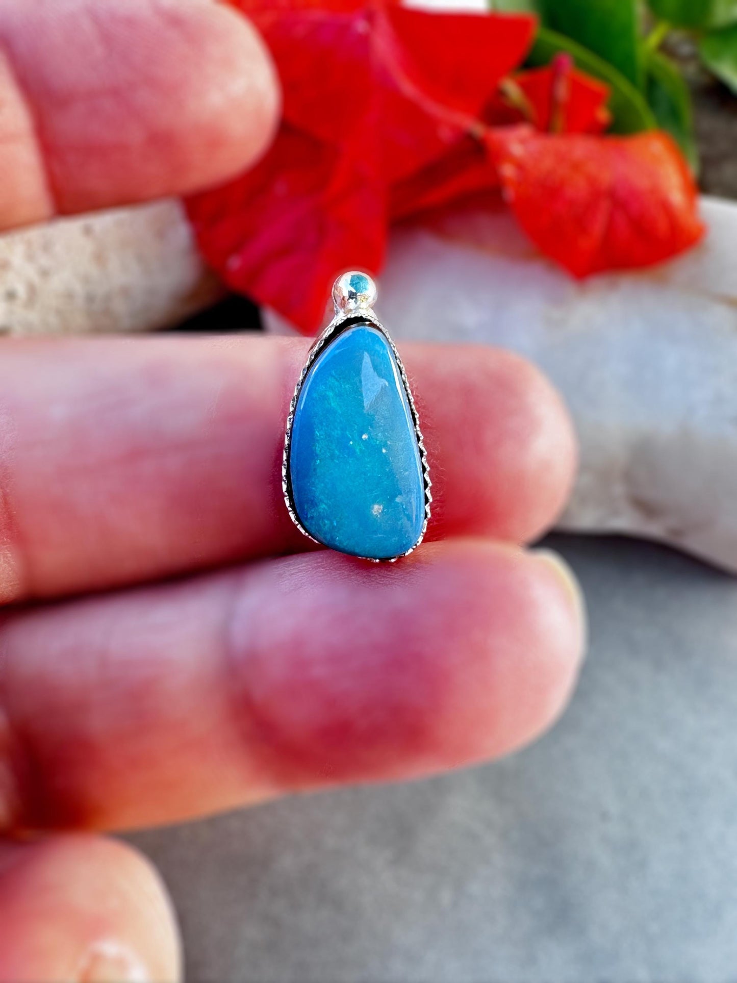 Dewdrop Australian Opal Doublet Ring | Sterling Silver Minimalist Jewelry | Finished to Size with Single Bubble Accent