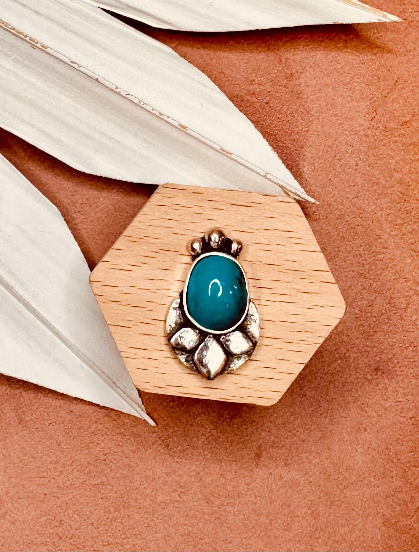 Rare Bisbee Turquoise Bloom Ring | Fine & Sterling Silver | One-of-a-Kind Statement Ring | Finished to Your Size | Solitaire Ring