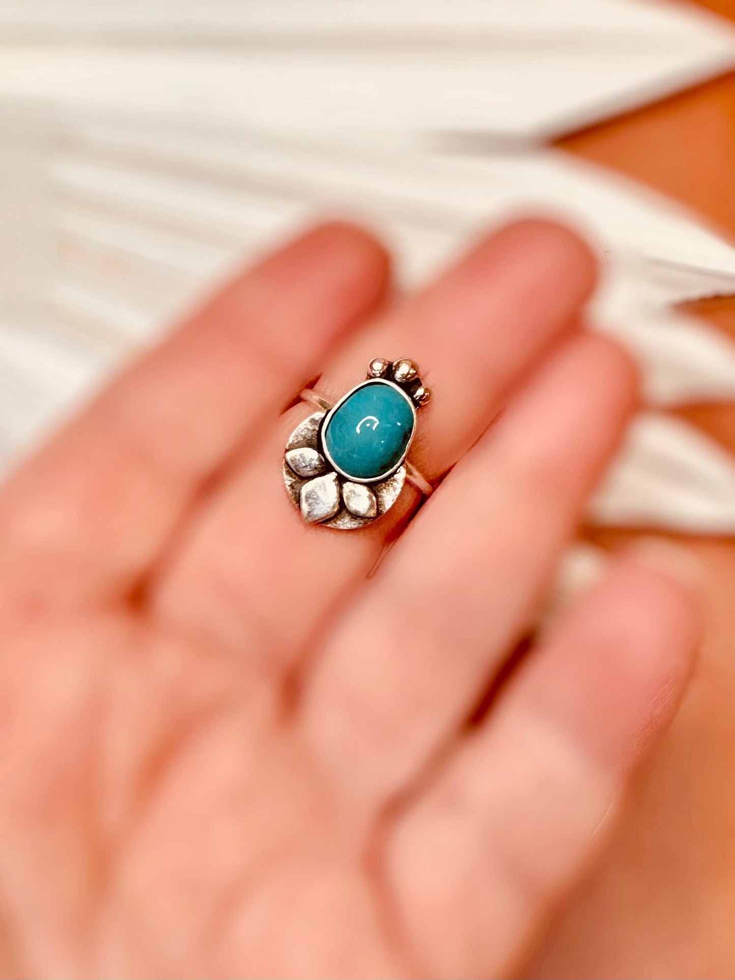Rare Bisbee Turquoise Bloom Ring | Fine & Sterling Silver | One-of-a-Kind Statement Ring | Finished to Your Size | Solitaire Ring