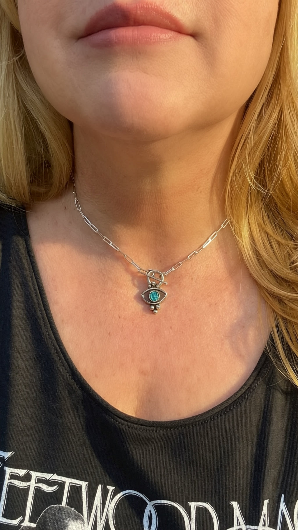 Third Eye Opal Necklace | Sterling Toggle & Paperclip Chain