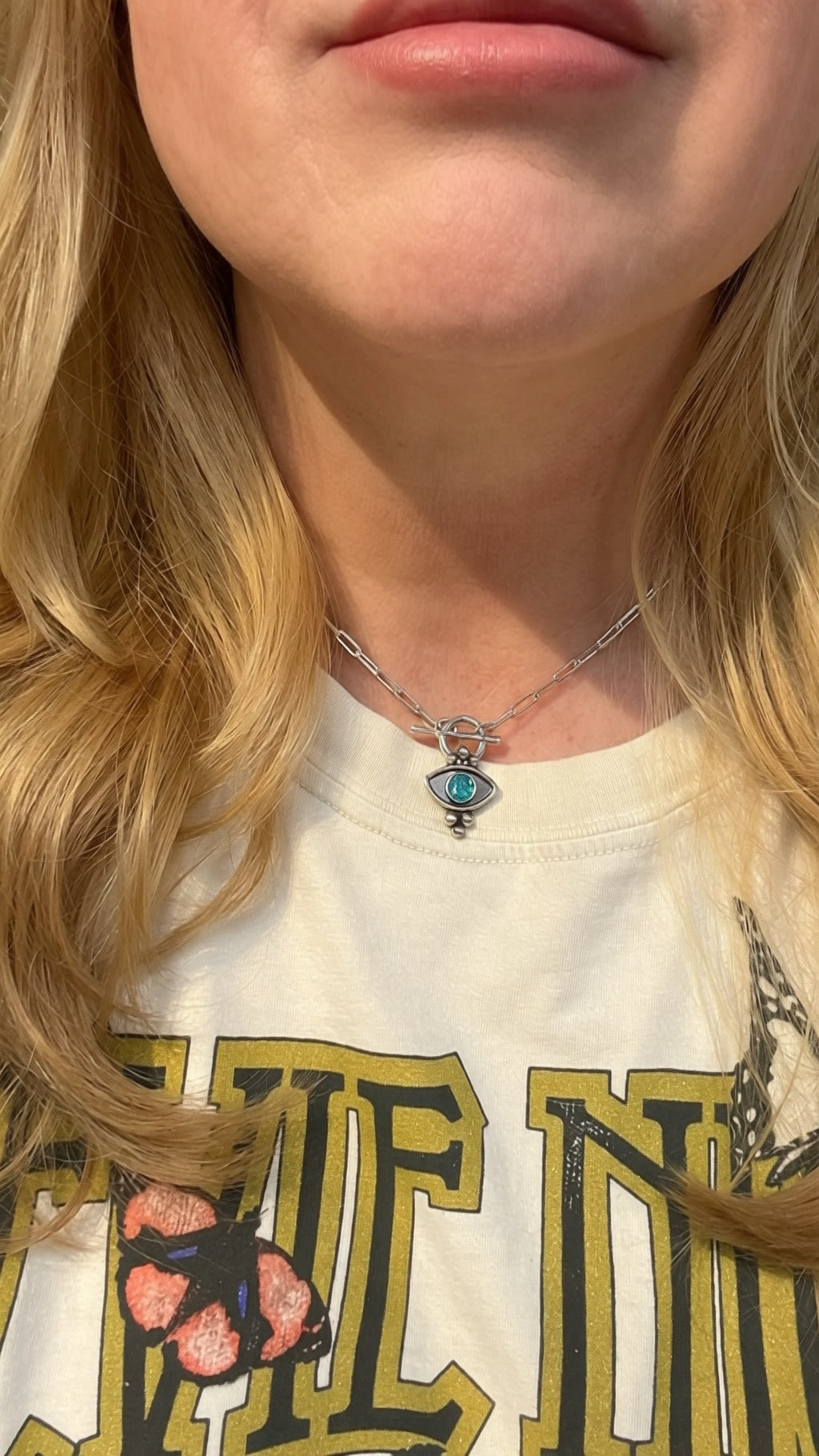 Third Eye Opal Necklace | Sterling Toggle & Paperclip Chain