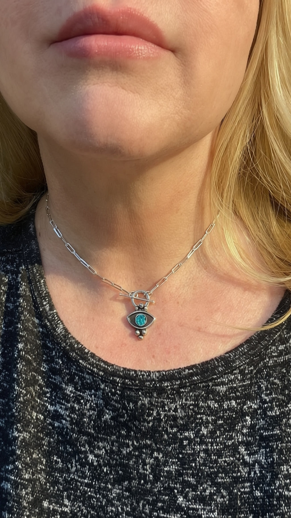 Third Eye Opal Necklace | Sterling Toggle & Paperclip Chain