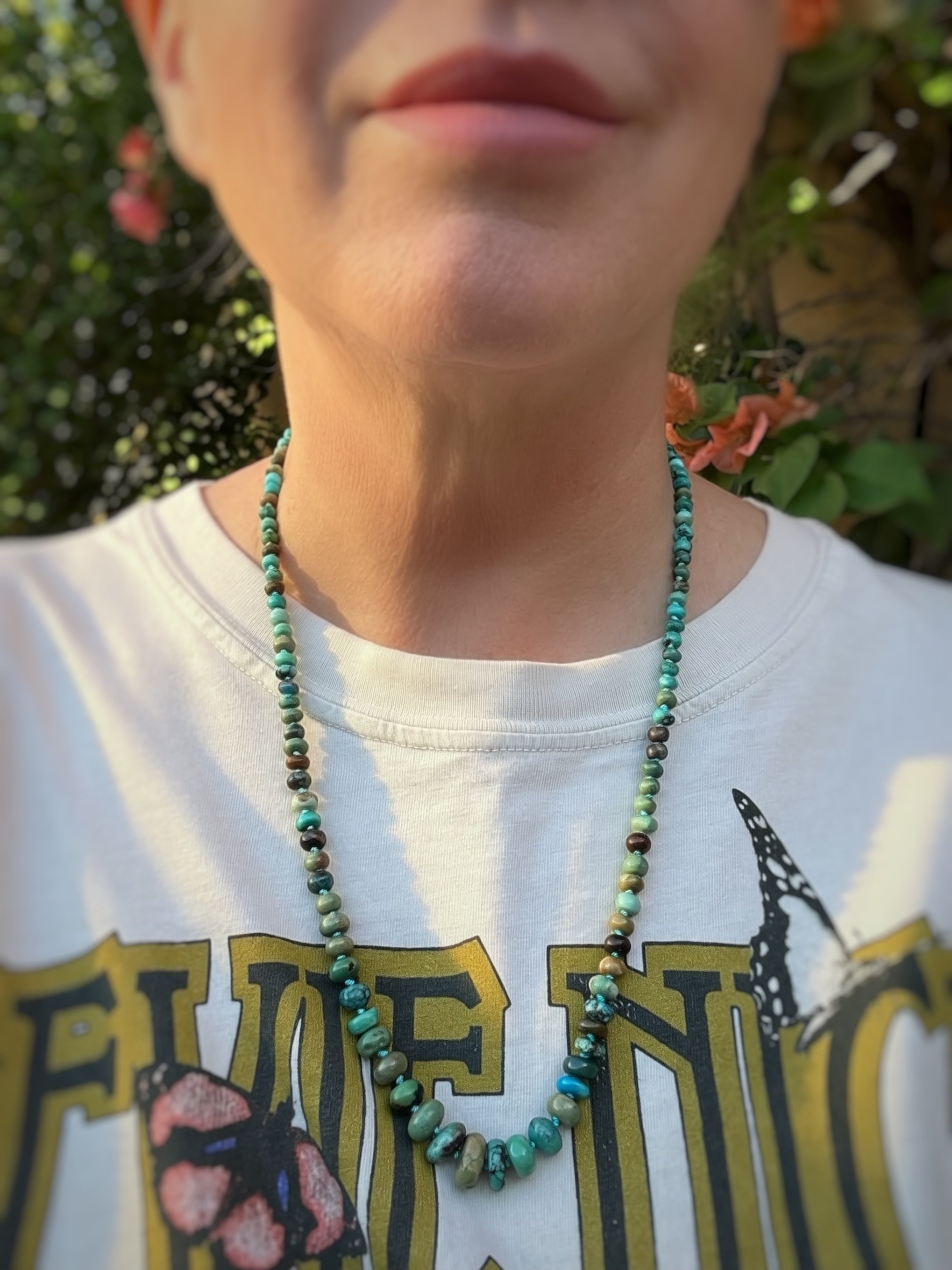Hand Knotted Turquoise Bead Necklace