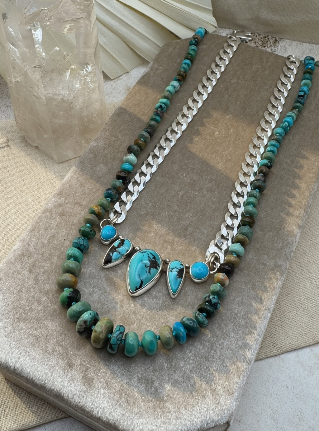 Hand Knotted Turquoise Bead Necklace
