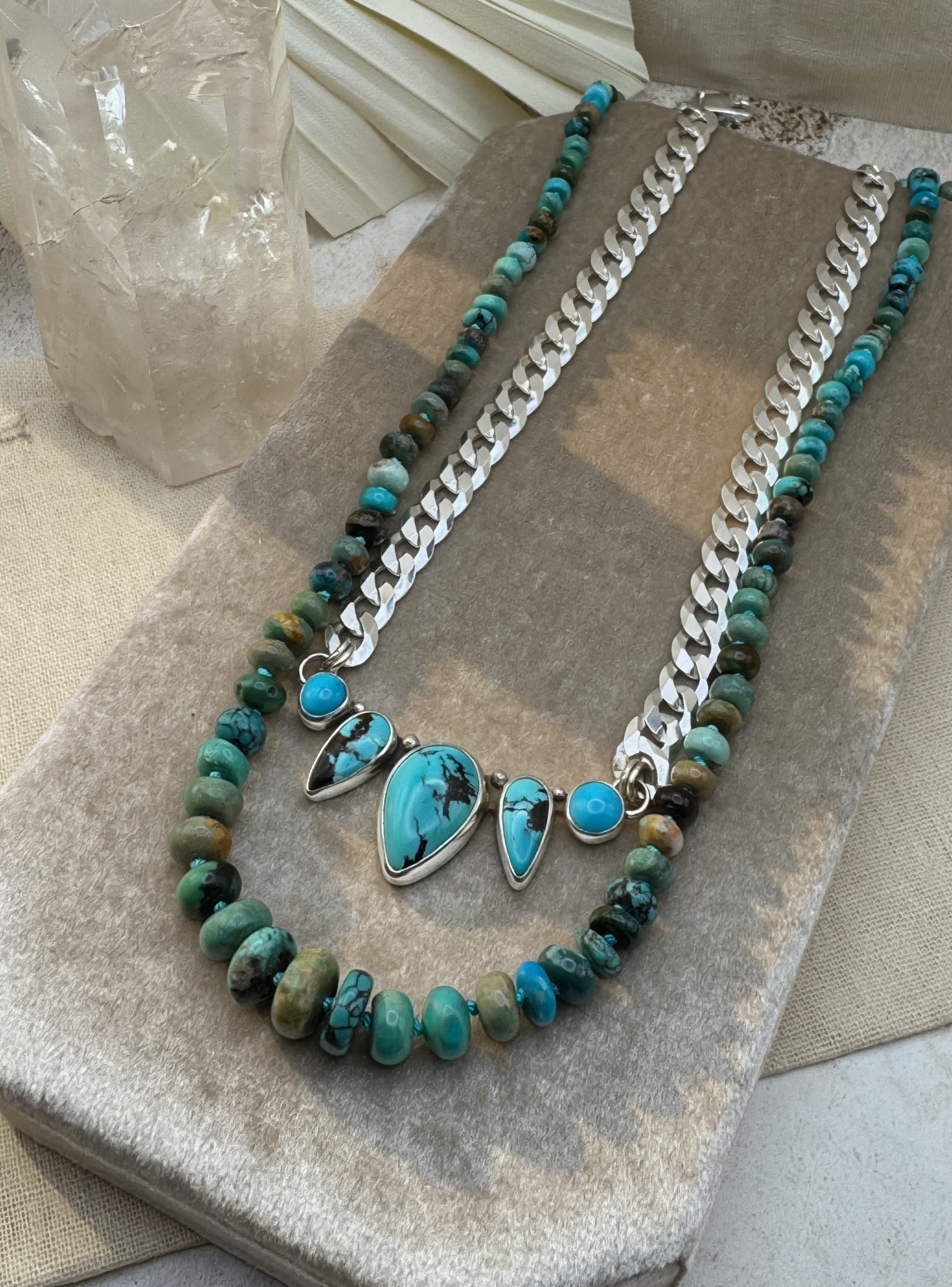 Hand Knotted Turquoise Bead Necklace