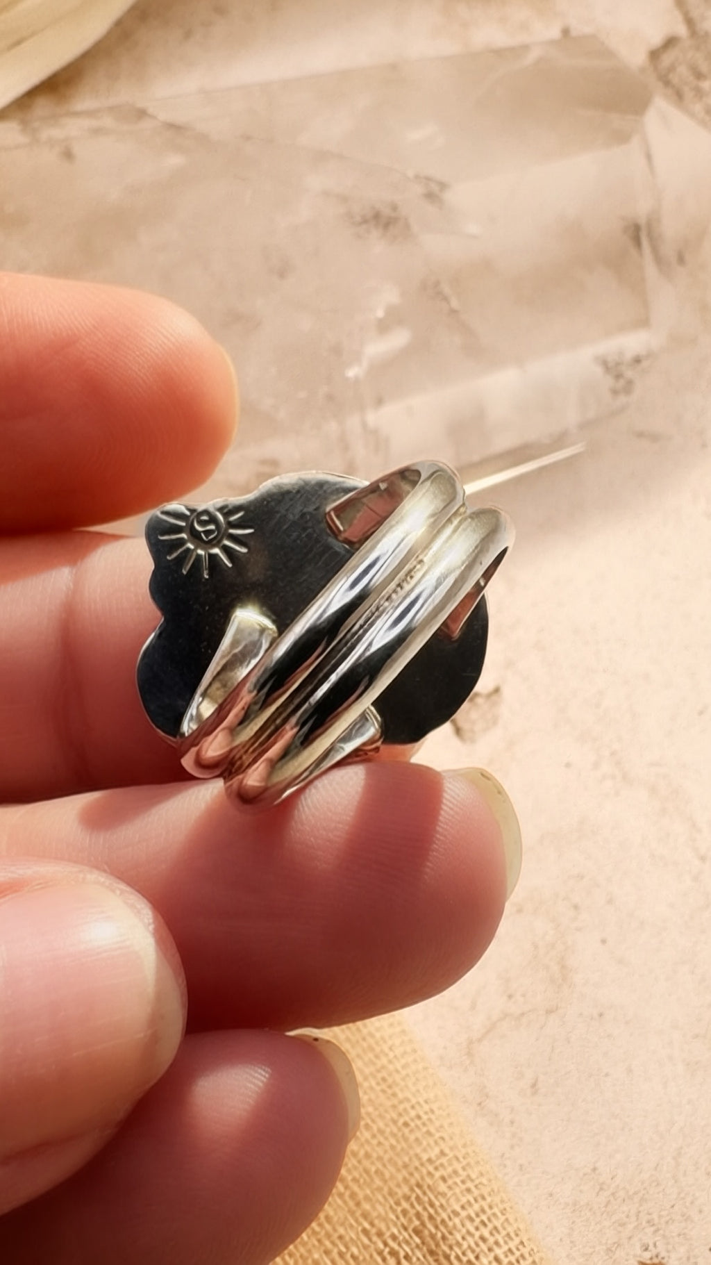 Rare Bisbee Turquoise & Cowrie Shell Cluster Statement Ring | Handmade Sterling Ring | Size 7 3/4