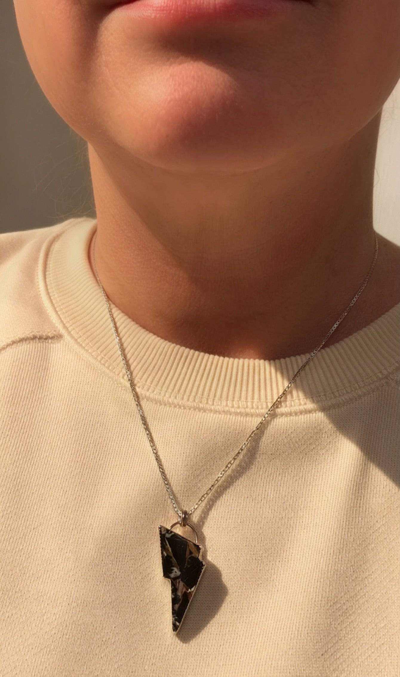 Stormcurrent | White Buffalo & Bronze Lightning Bolt Necklace | Sterling Silver