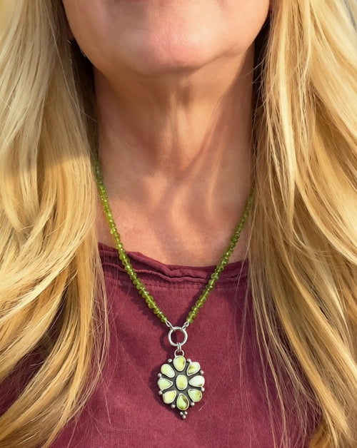 Verdant Sun Palomino Variscite + Peridot Necklace | Sterling Silver