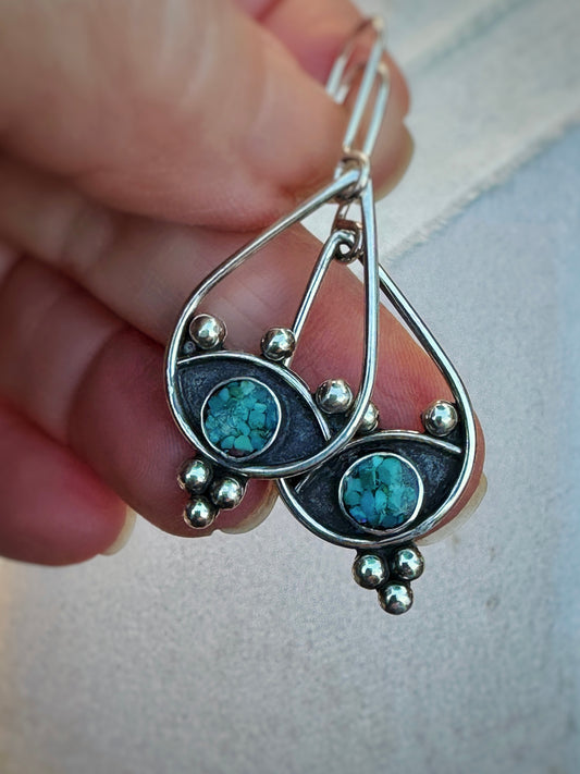 Light Seeker Earrings | Kingman Turquoise + Sterling Silver | Sun + Shadow Collection