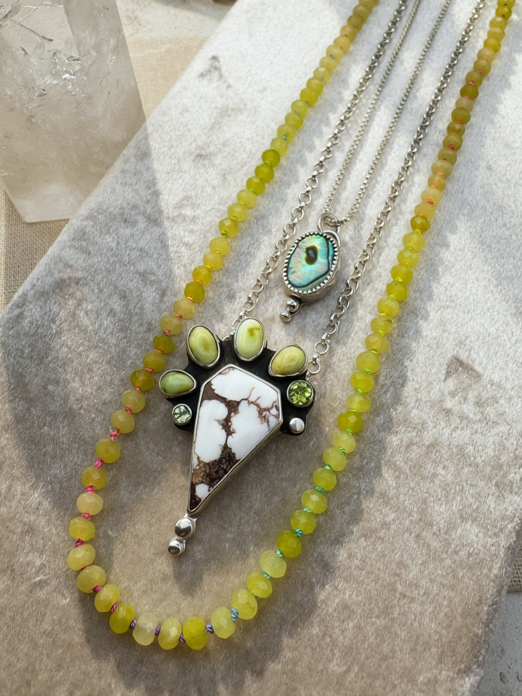 Hand Knotted Green Candy Jade Necklace with Rainbow Silk