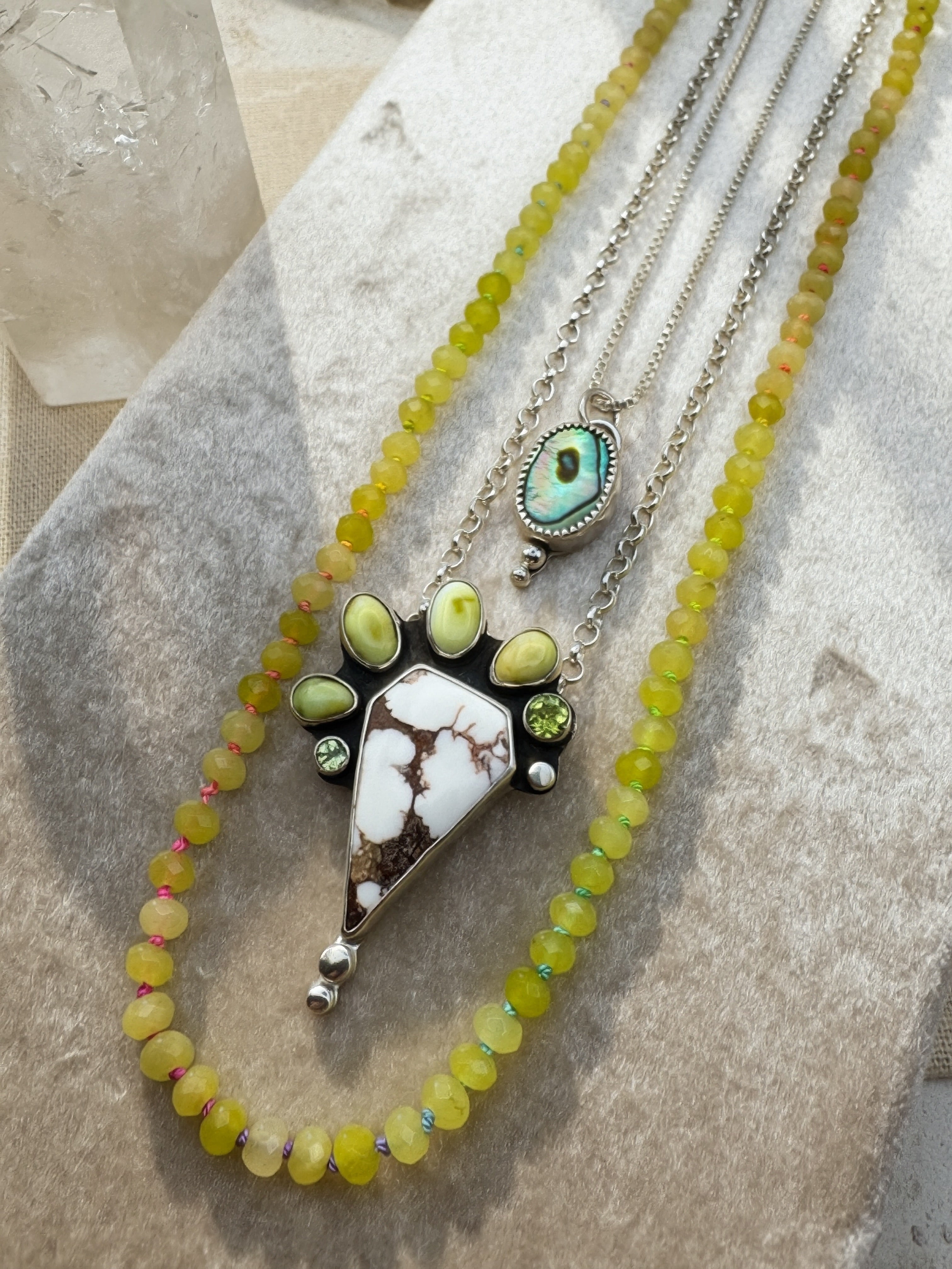Hand Knotted Green Candy Jade Necklace with Rainbow Silk