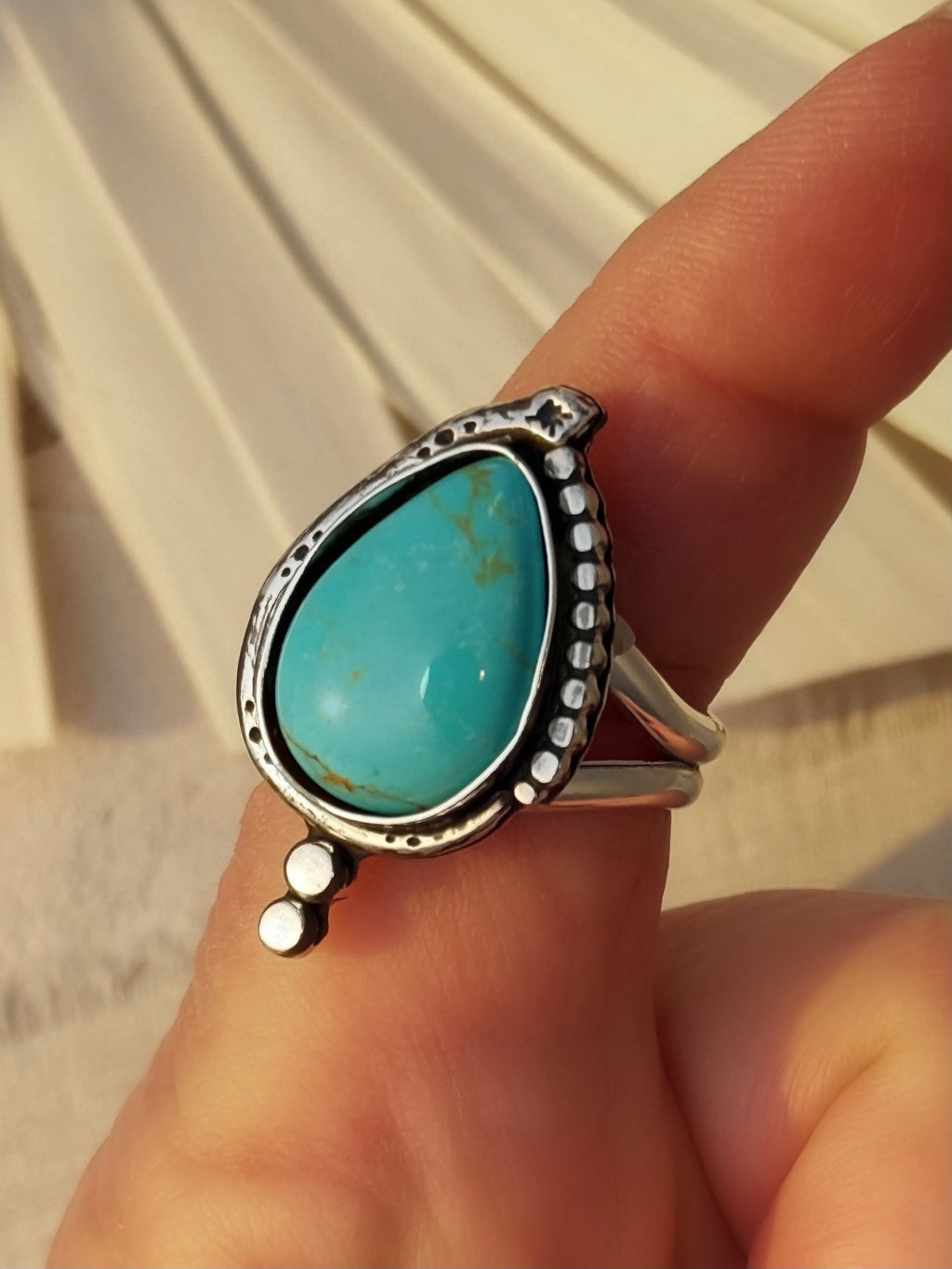 Glacier Blue Turquoise Snake Statement Ring | Sterling and Fine Silver