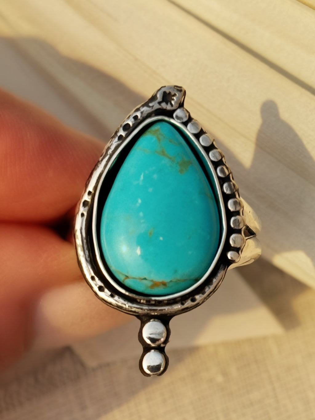 Glacier Blue Turquoise Snake Statement Ring | Sterling and Fine Silver