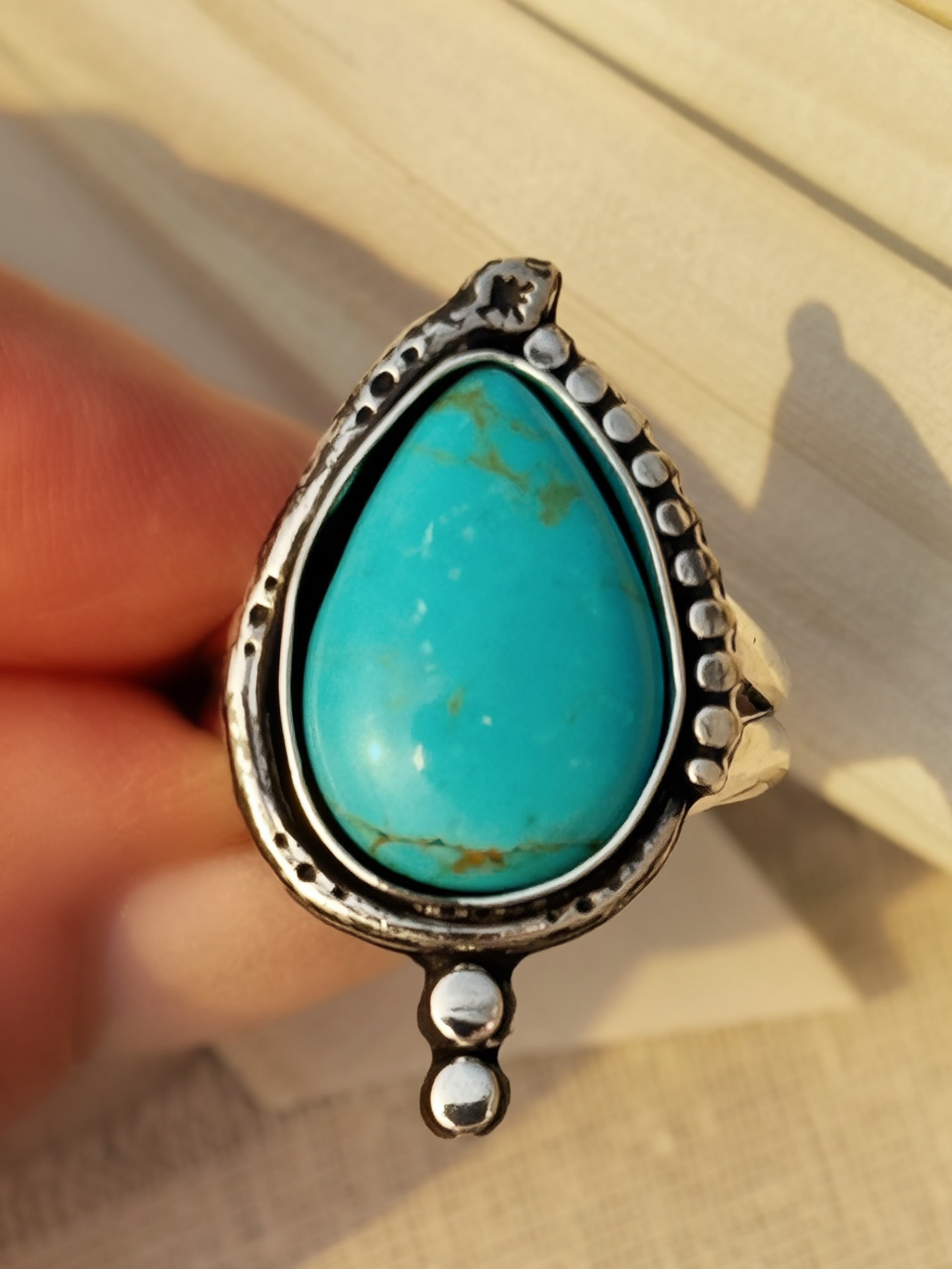 Glacier Blue Turquoise Snake Statement Ring | Sterling and Fine Silver