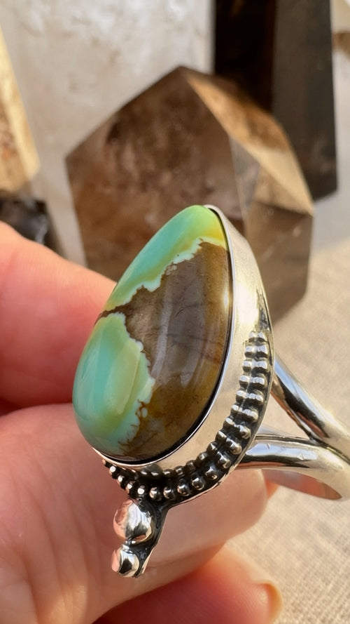 Pilot Mountain Turquoise Ring | Teardrop Sterling Silver Statement Ring