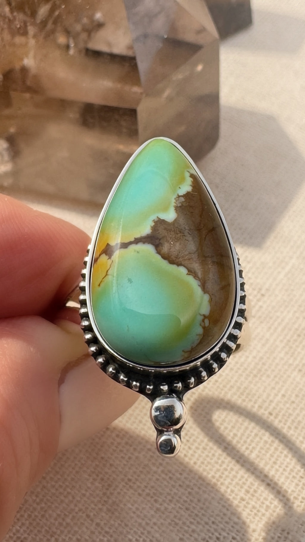 Pilot Mountain Turquoise Ring | Teardrop Sterling Silver Statement Ring