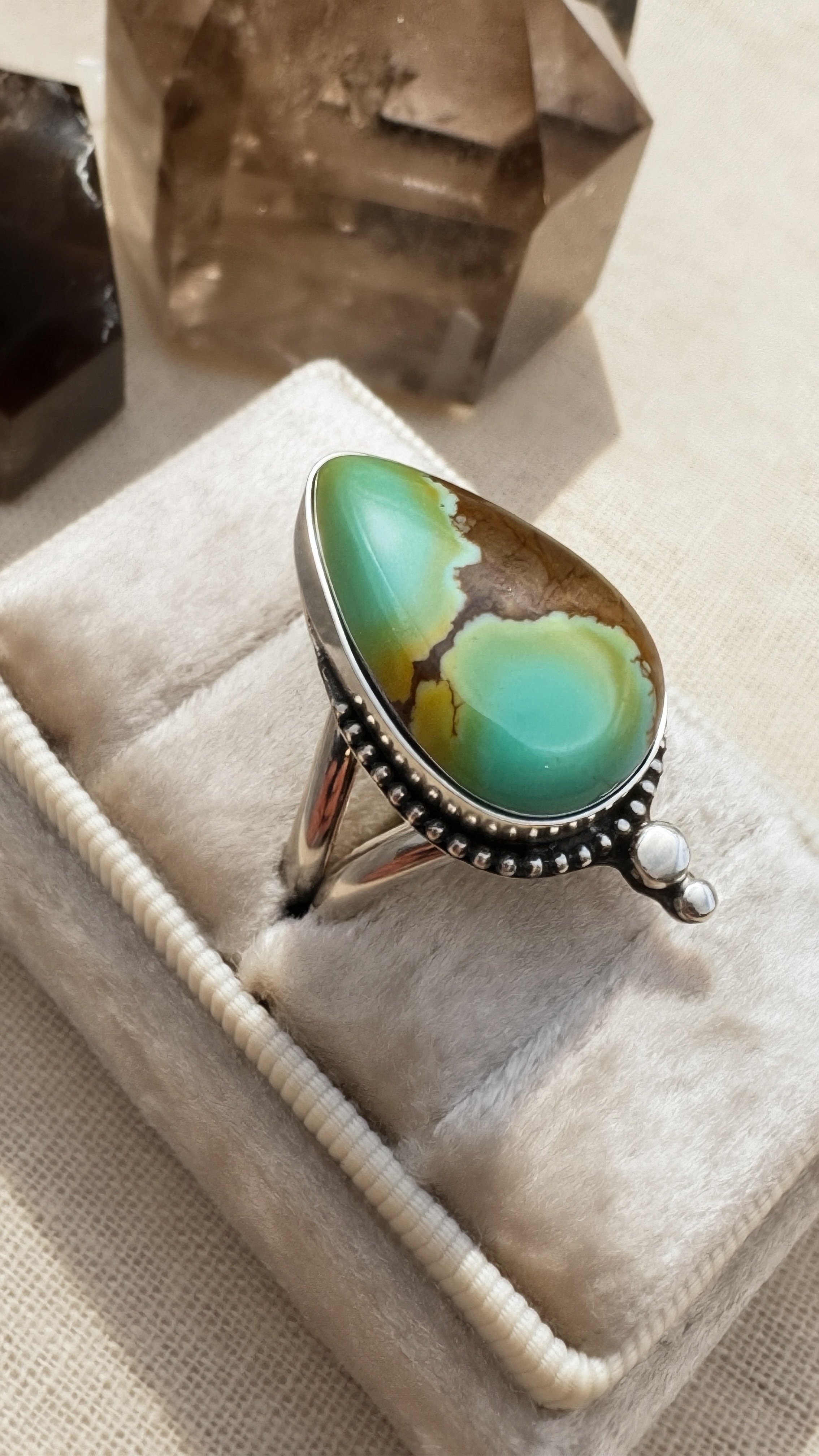 Pilot Mountain Turquoise Ring | Teardrop Sterling Silver Statement Ring