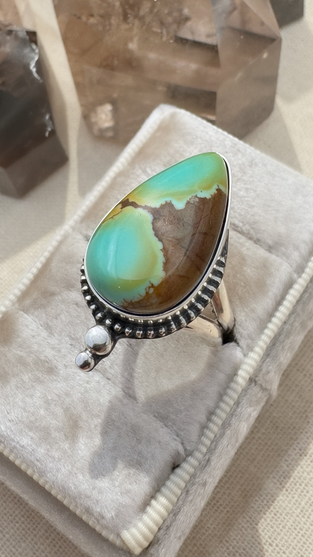 Pilot Mountain Turquoise Ring | Teardrop Sterling Silver Statement Ring
