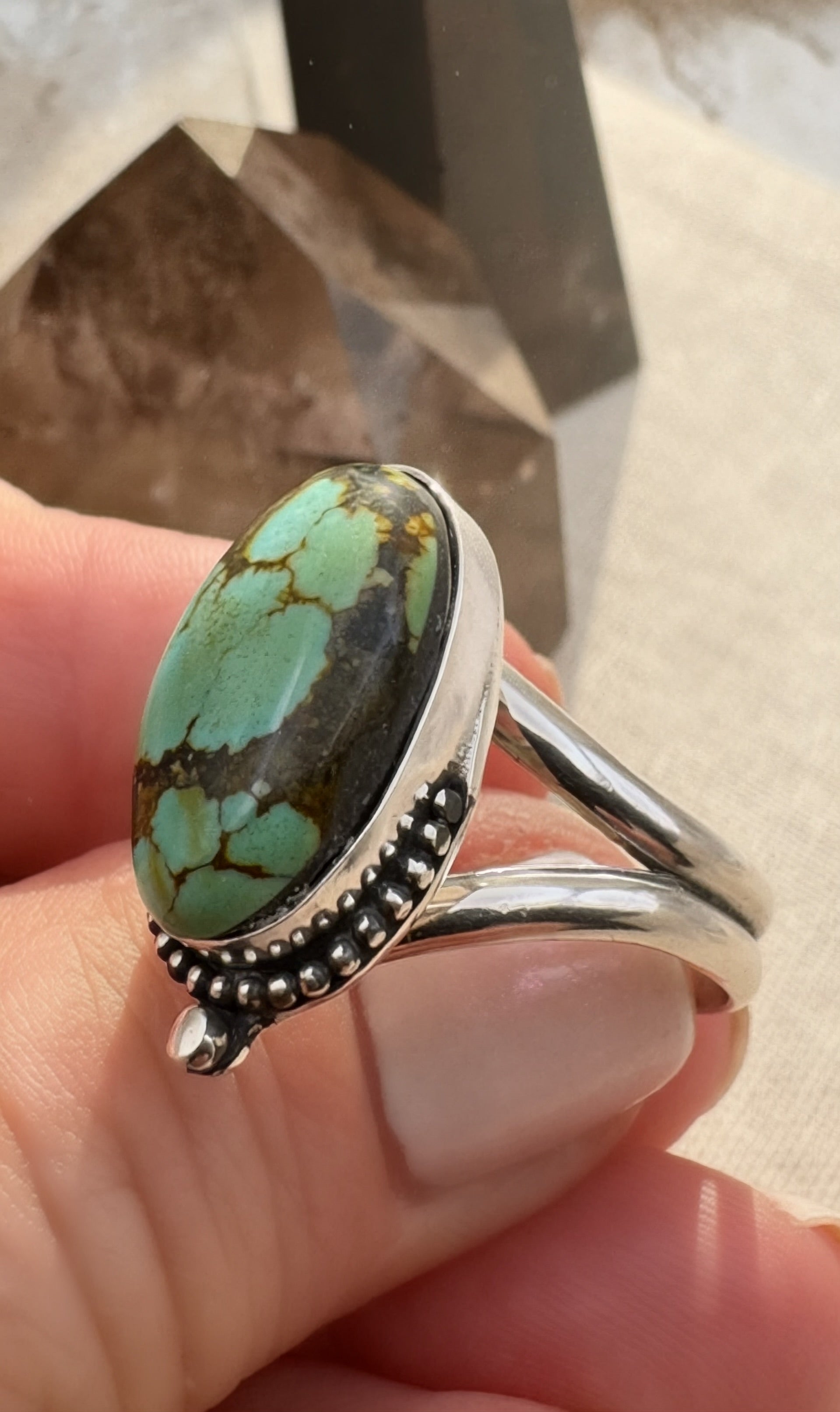 Pilot Mountain Turquoise Ring | Handmade Sterling Silver Ring