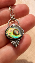 Abalone Shell Pendant Necklace | Fine & Sterling Silver on 16” Paperclip Chain